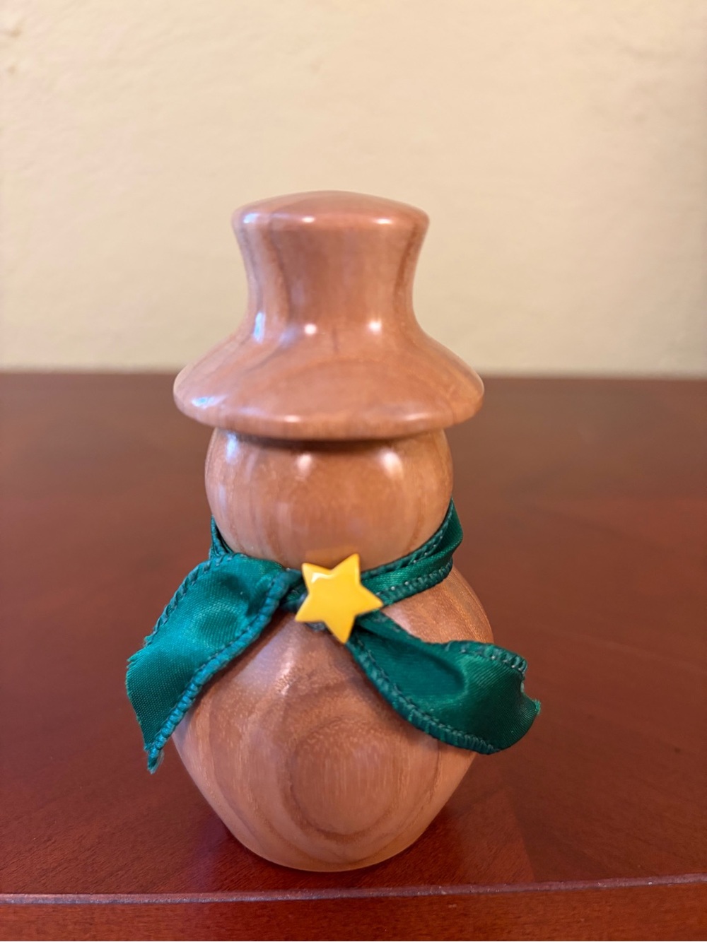 Hand-Turned Wooden Snowman Figurine Signed 'JG 25